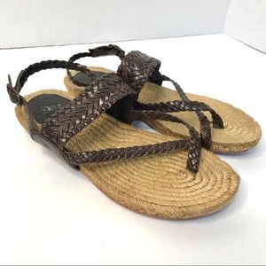 Gaimo Brown Braided Leather Espadrille Sandals 36
